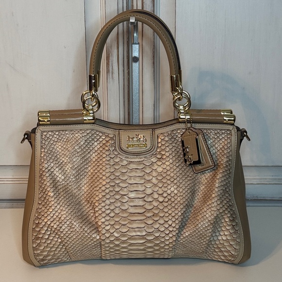 Coach | Bags | Coach Madison With Coa Pinnacle Python Carrie Satchel ...